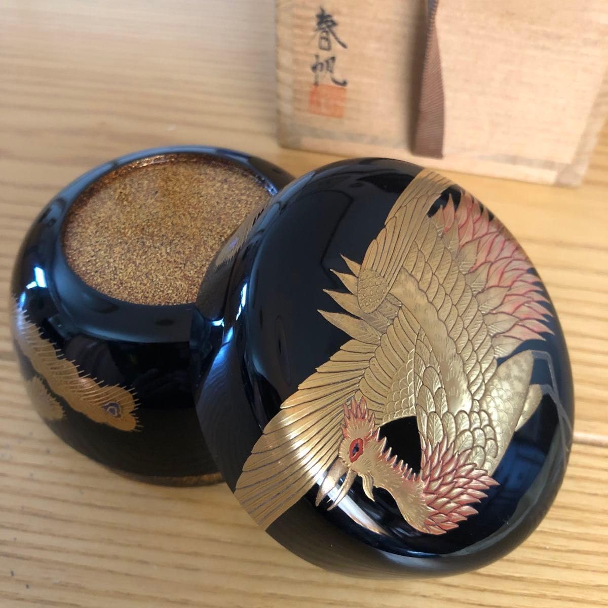 A1354-7/有田焼/源右衛門窯/赤濃唐草文蓋碗5客/共箱/蓋物/懐石道具/ A1354-7/有田焼/源右衛門窯/赤濃唐草文蓋碗5客/共箱/蓋物/懐石道具